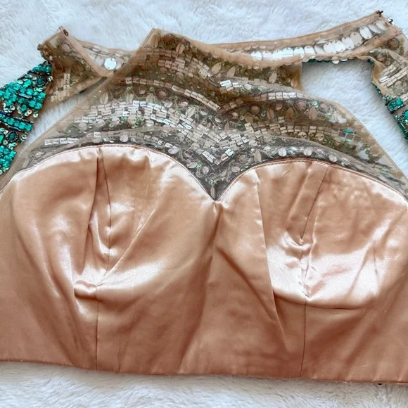 Women evening crop top top with crystals size M - Picture 6 of 6